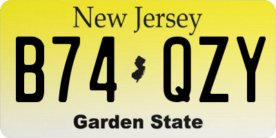 NJ license plate B74QZY