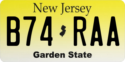 NJ license plate B74RAA
