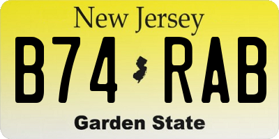 NJ license plate B74RAB