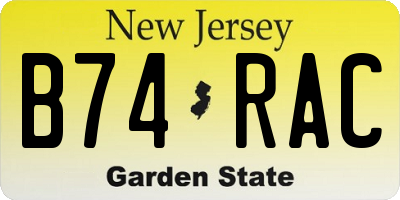NJ license plate B74RAC