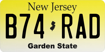NJ license plate B74RAD
