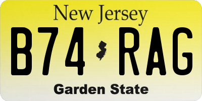 NJ license plate B74RAG