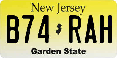 NJ license plate B74RAH