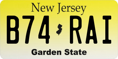 NJ license plate B74RAI