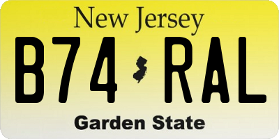 NJ license plate B74RAL