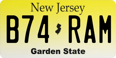 NJ license plate B74RAM