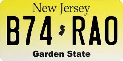 NJ license plate B74RAO