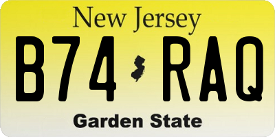 NJ license plate B74RAQ