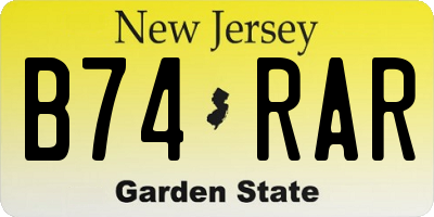 NJ license plate B74RAR