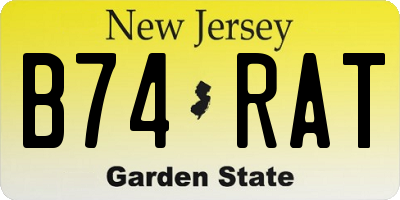 NJ license plate B74RAT