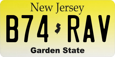 NJ license plate B74RAV