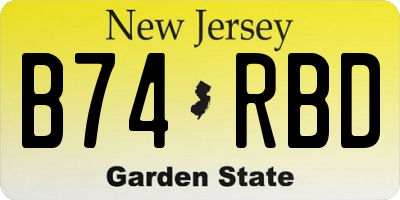 NJ license plate B74RBD