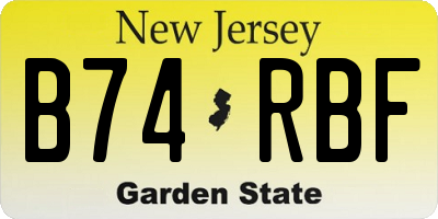 NJ license plate B74RBF