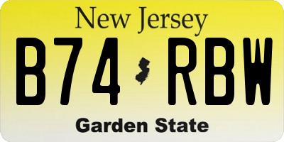 NJ license plate B74RBW