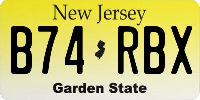 NJ license plate B74RBX