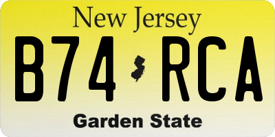 NJ license plate B74RCA