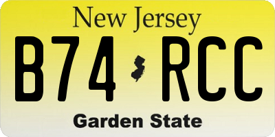 NJ license plate B74RCC