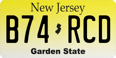 NJ license plate B74RCD