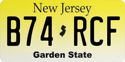 NJ license plate B74RCF