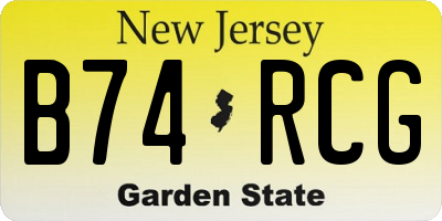 NJ license plate B74RCG
