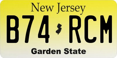 NJ license plate B74RCM