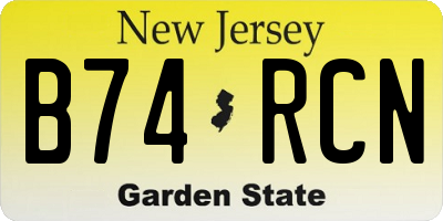 NJ license plate B74RCN
