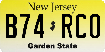 NJ license plate B74RCO