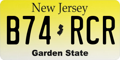 NJ license plate B74RCR