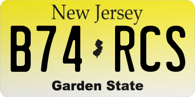 NJ license plate B74RCS