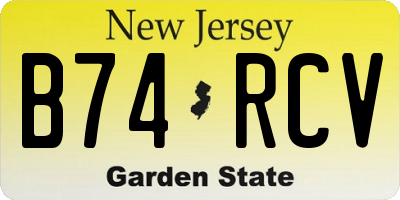 NJ license plate B74RCV