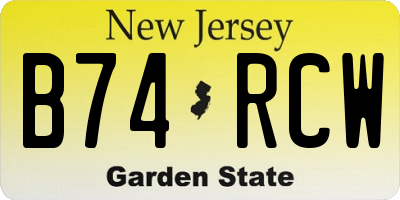 NJ license plate B74RCW