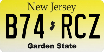 NJ license plate B74RCZ