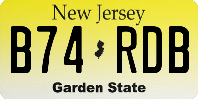 NJ license plate B74RDB