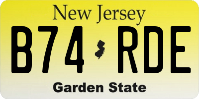 NJ license plate B74RDE