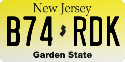 NJ license plate B74RDK