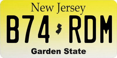 NJ license plate B74RDM