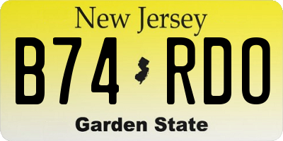 NJ license plate B74RDO