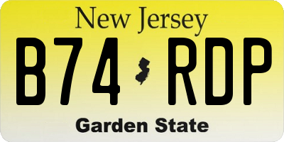NJ license plate B74RDP