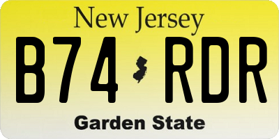 NJ license plate B74RDR