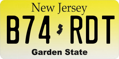 NJ license plate B74RDT