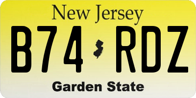 NJ license plate B74RDZ