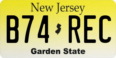 NJ license plate B74REC