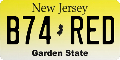 NJ license plate B74RED