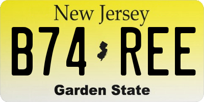 NJ license plate B74REE