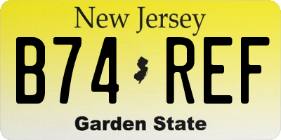 NJ license plate B74REF