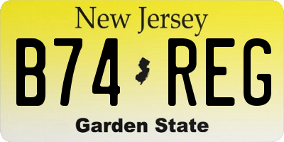 NJ license plate B74REG
