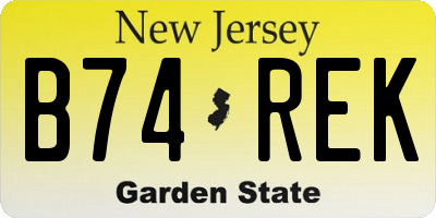 NJ license plate B74REK