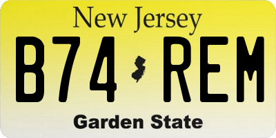 NJ license plate B74REM