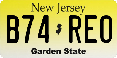 NJ license plate B74REO