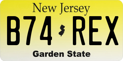NJ license plate B74REX